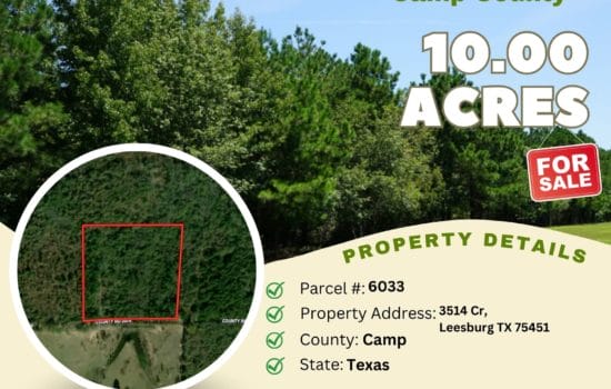 Contract for Sale – 10 acres in Camp County, Texas – $59,900