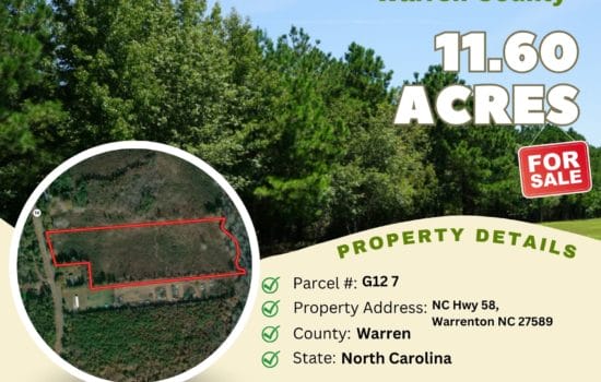 Contract for Sale – 11.60 acres in Warren County, North Carolina – $64,900