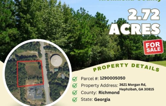 For Sale – 2.72 acres in Richmond County, Georgia – $57,900