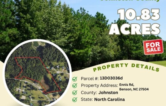 Contract for Sale – 10.83 acres in Johnston County, North Carolina – $187,800